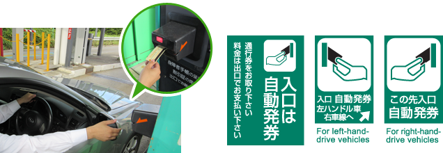 Image for: 2) Take a toll road ticket from the ticket machine at an entry toll booth.